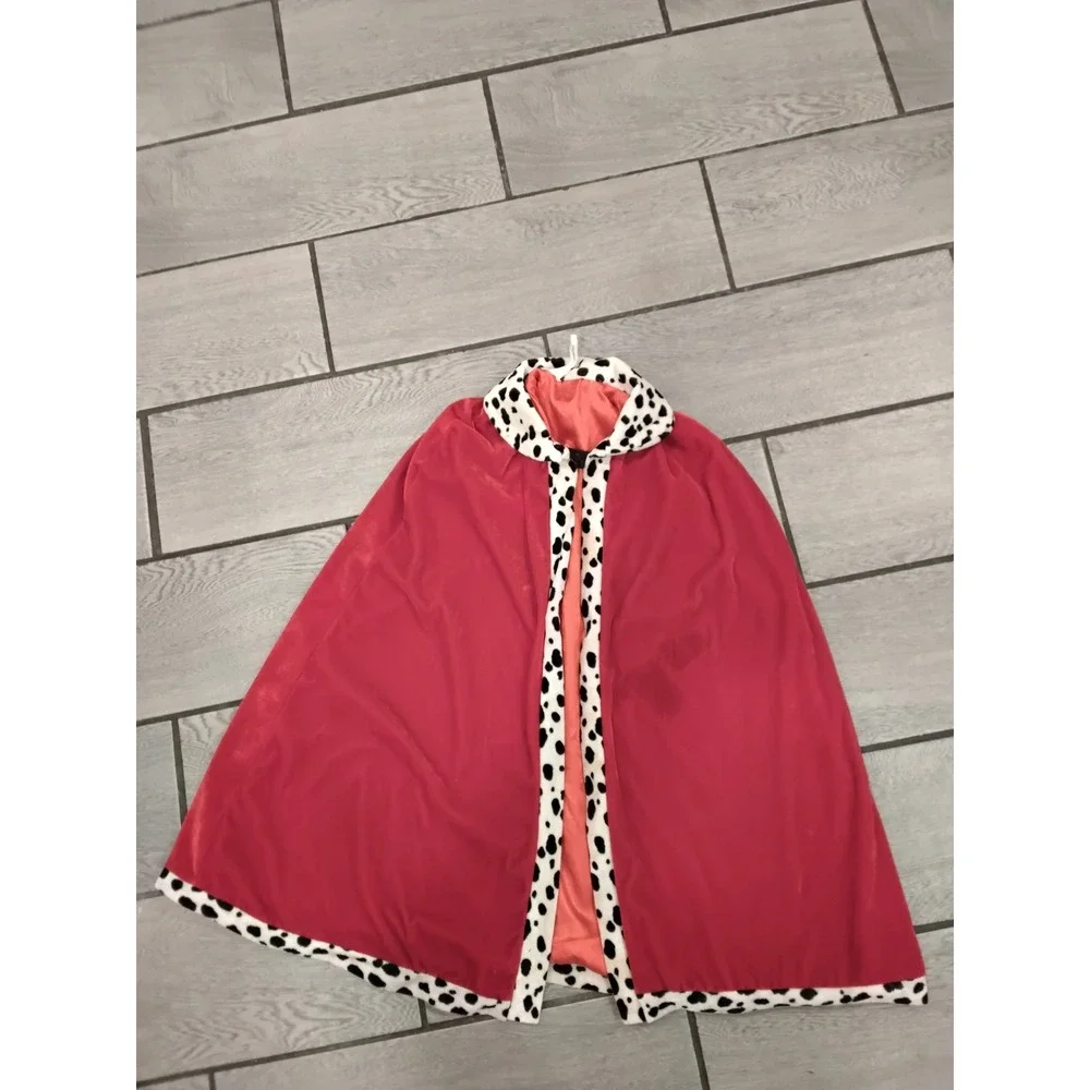 Red Velvet Royal King Queen Costume Cape Dalmatian Faux Fur Trim No. 2834